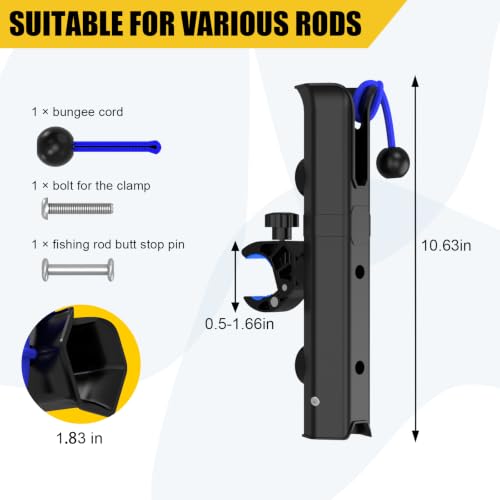 GearTrust Black Bicycle Round Pole Fishing Rod Holder for Bike & Ebike