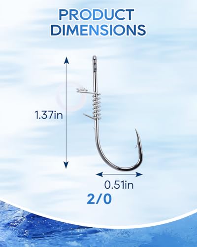 Live Shrimp Hooks - High Carbon Steel Barbed, Size 2/0, 20pcs