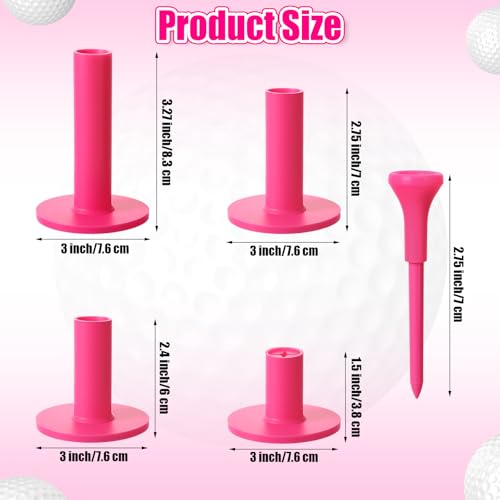 Pink Rubber Golf Tees Set with Holder - 18 Pieces for Practice & Range