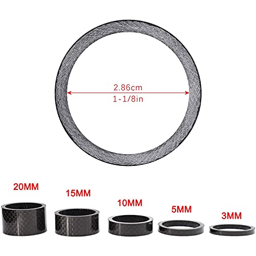 Carbon Fiber Headset Spacer Set - 5 Pcs, 3/5/10/15/20mm