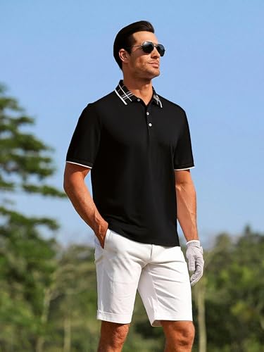 Alex Vando Men's Black Large Moisture-Wicking Golf Polo Shirt - Short Sleeve