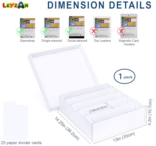 5-Row Trading Card Storage Box with Dividers - Holds 3060 Cards