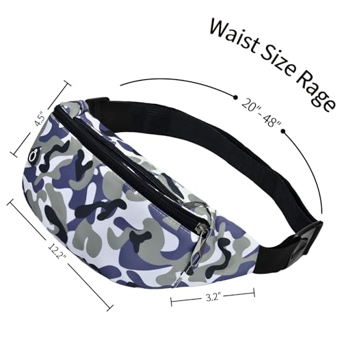 Water-Repellent Fanny Pack for Men & Women - Blue Camo