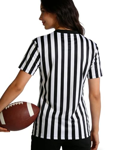 Women's V-Neck Referee Shirt - Black & White / Small