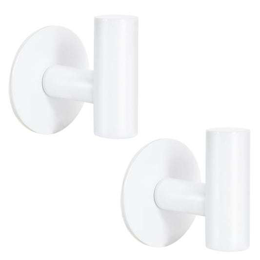 Vuzvuv Adhesive Hooks White SUS304 Stainless Steel - Self Adhesive Heavy Duty Waterproof Wall Hooks for Towel, Coat, Robe in Bathrooms Kitchen Hotel (2-Pack)