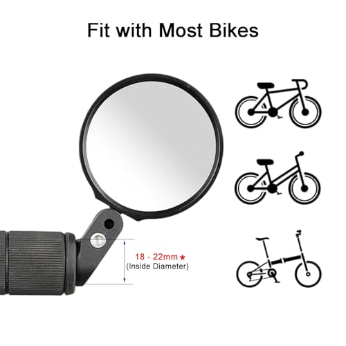 Bicycle Mirrors for Handlebars - 360-Degree Rotation, Unbreakable Lens (2 PCS)