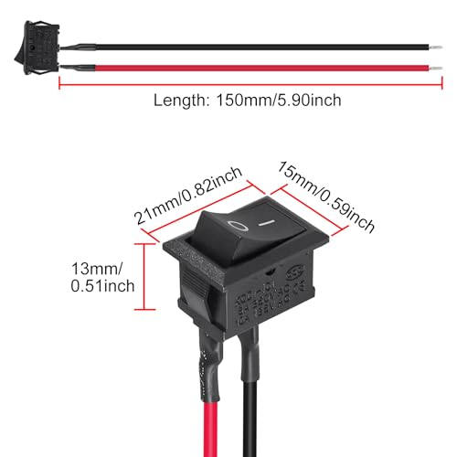 5PCS Mini Rocker Switch KCD1-101 12V SPST Toggle Switch - Square