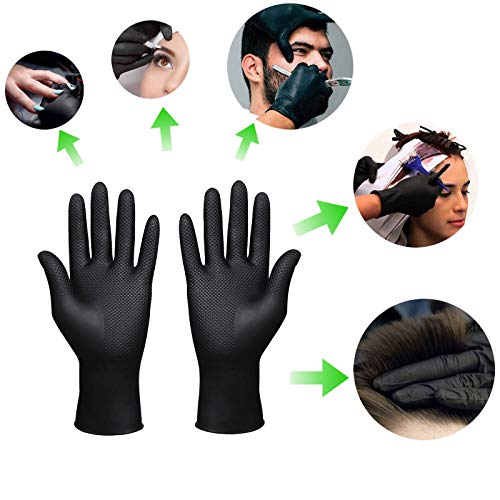 Reusable Hair Dye Gloves - Non-Slip Waterproof Rubber Gloves, Large - Black