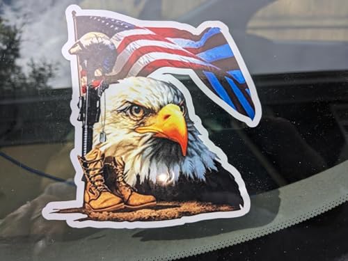 Patriotic Bald Eagle American Flag Stickers - 2 PCS, 5 Inch Vinyl Decals