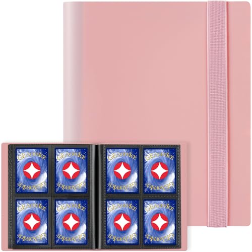 Side Loading 4 Pocket Trading Card Binder - Holds 160 Cards, Pink