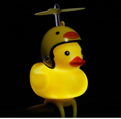 2 Pack - Lovely Yellow Duck Bike Bell, Kids Bike Horn, Rubber Yellow Duck Bicycle Accessories with LED Light and Propeller - for Kids Toddler Children Adults Sport Outdoor