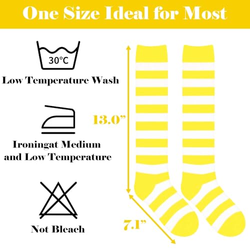Knee High Striped Socks for Women - Yellow White Striped