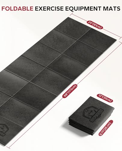 Non-Slip Foldable Exercise Equipment Mat 68"L x 24"W - Black