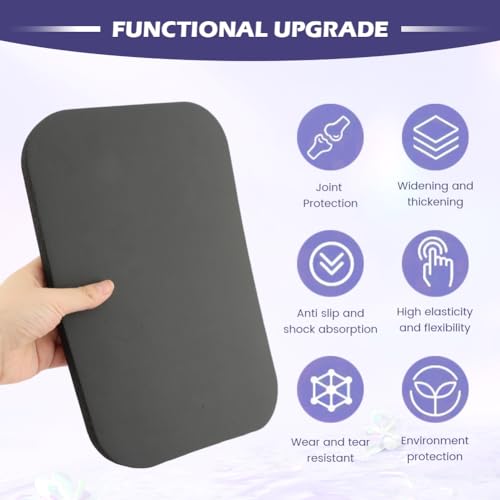 Yoga Knee Pad Cushion - Non-Slip Foam for Pilates & Exercises - Black 29x19x1.5cm