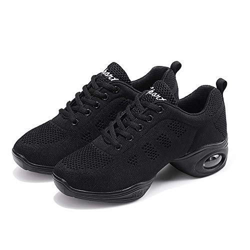 CERYTHRINA Women's & Men's Jazz Sneakers with Air Cushion, Black, 8 Women / 7 Men