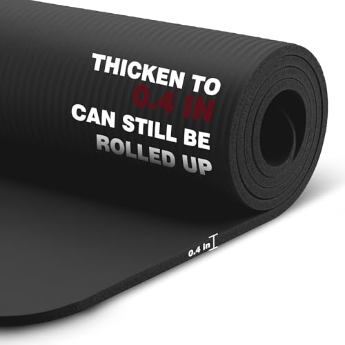 Extra Thick NBR Yoga Mat - Non-Slip, Cushioned, 72"x24"x10mm - Black