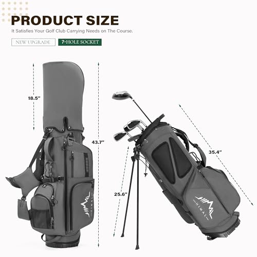 Lightweight 7-Way Golf Stand Bag - Gray | Multiple Pockets, Dual Straps