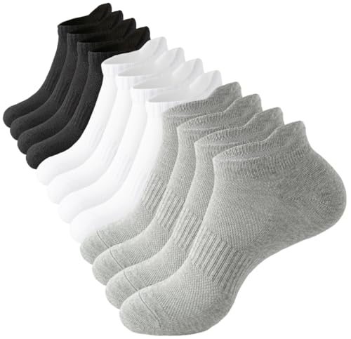 Mens Athletic Low Cut Ankle Socks with Tab - 6 Pairs, Sizes 9-12