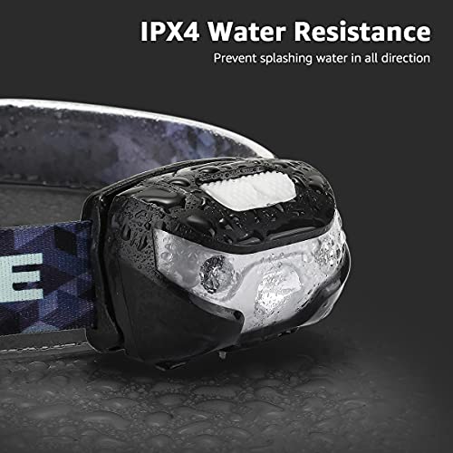 Rechargeable LED Headlamp - 5 Modes, IPX4 Waterproof - Black
