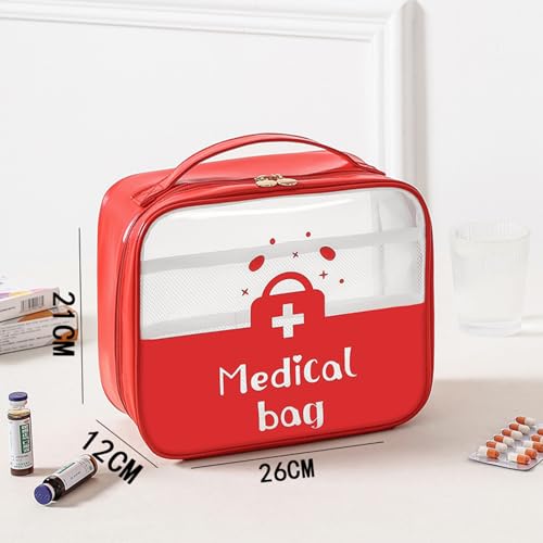 Compact Empty First Aid Bag for Emergency Medical Storage - Red