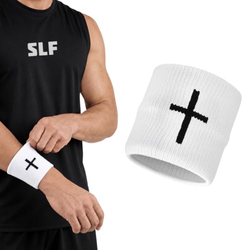 Drip Wristband - Cross White Cotton Blend for Comfort