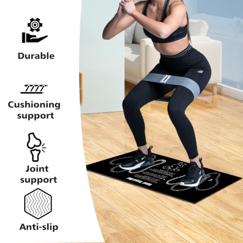 Anti-Slip Squat Mat with Foot Position Guide - Black
