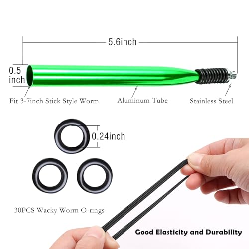 Wacky Rig Tool with 30 O-Rings for Bass Fishing - Green