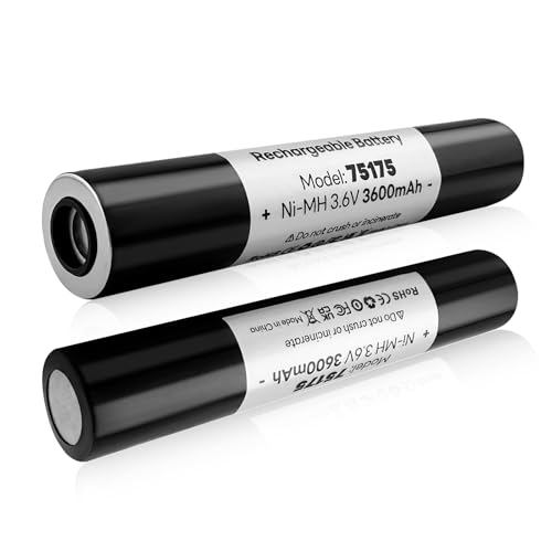 2pack 75175 Battery 3.6V 3600mAh Ni-MH Compatible with Streamlight Stinger 75175 75375 75300 75500 75810 76000 76300, PolyStinger, Pelican M9, FL126 Flashlight