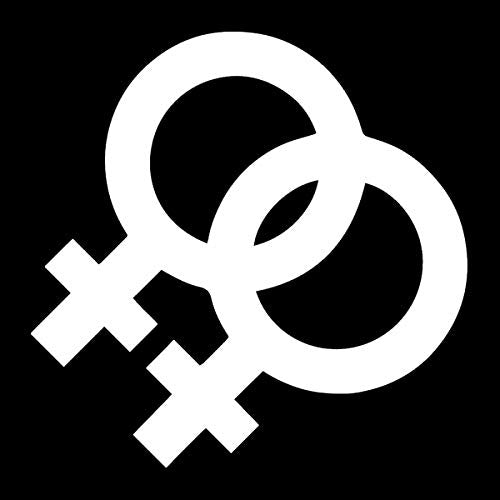 Lesbian Couple Symbol Vinyl Decal - Weatherproof 5" White