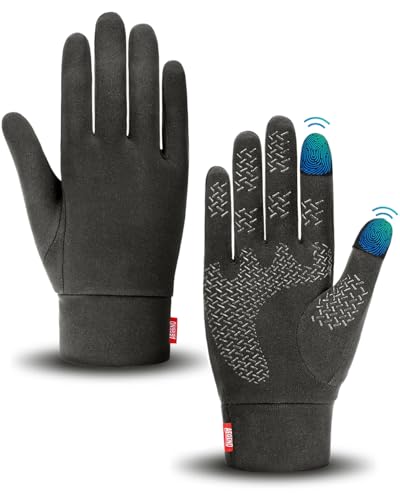 Lightweight Winter Gloves for Men Women - Thermal Touchscreen - Deep Gray / Small