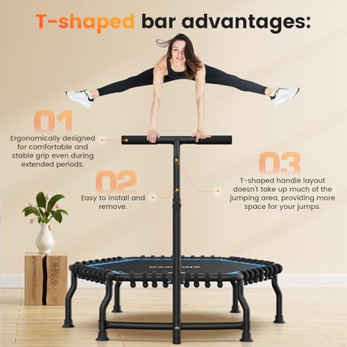 Foldable 50" Rebounder Trampoline for Adults - Black/Blue