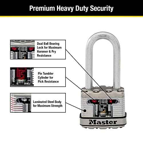 Master Lock M1XTRILH Magnum Heavy Duty Padlock with Key, 3 Pack Keyed-Alike