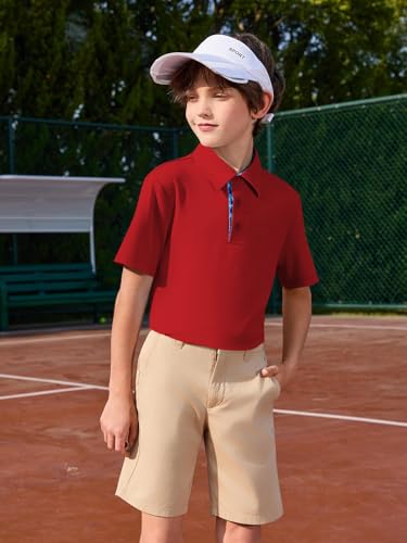 Boys Athletic Performance Polo Shirt - Red, 13-14 Years