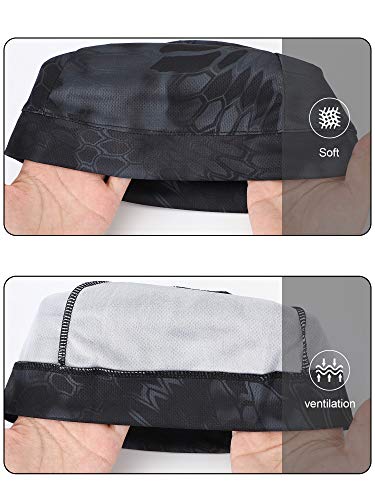 Men's Cooling Skull Cap - Sweat Wicking - Medium Black & Camouflage