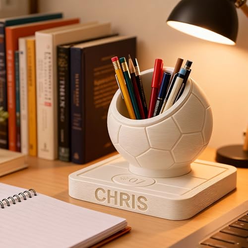 Soccer Pen Holder - 3D Printed Personalized Desk Organizer