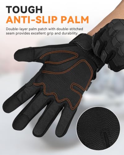 Tactical Motorcycle Gloves with Knuckle Protection - Black/Large