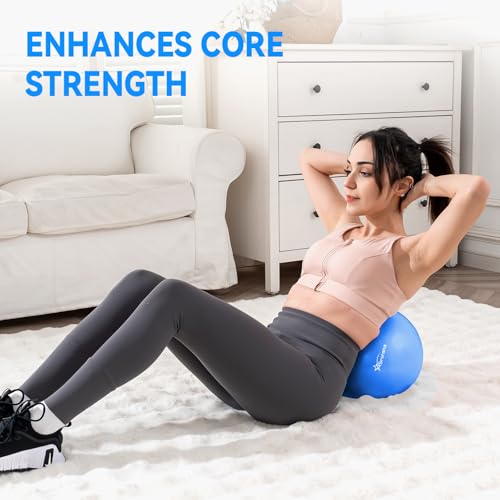 9 Inch Pilates Ball - Anti-Burst Mini Exercise Ball - Blue