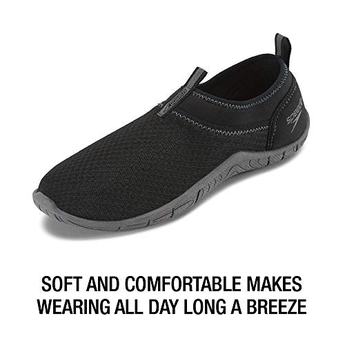 Speedo Men's Water Shoes Tidal Cruiser Black/Dark Gull Grey Size 11 - Quick-Drying Mesh Slip-On