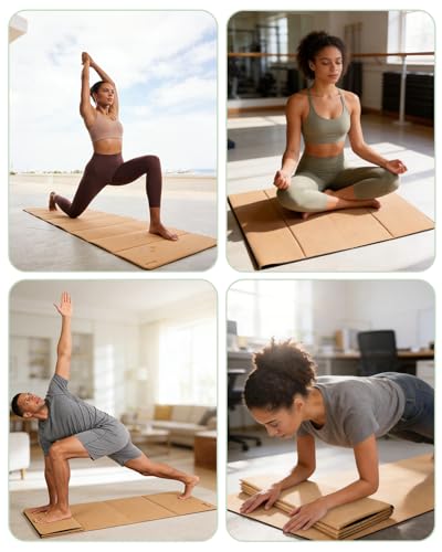 Foldable Cork Yoga Mat - Non-Slip, Travel-Friendly 69x24 Inches, Eco-Friendly