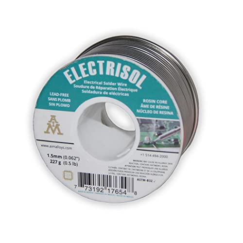 AIM Electrisol Lead Free 0.062inch Rosin Flux Core Solder Wire for Electrical Soldering (227g / 8oz)