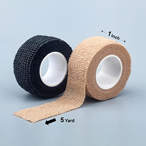 Self Adhesive Bandage Wrap - 12 Rolls 1" x 5 Yards, Mixed Colors