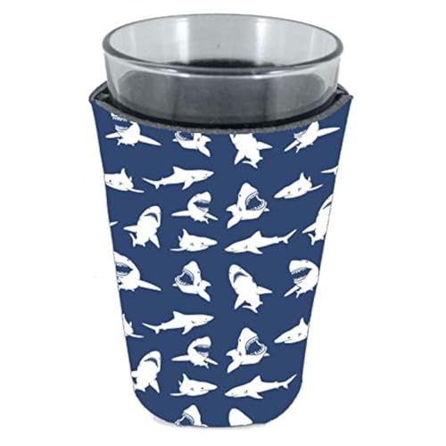 Shark Pattern Pint Glass Coolie - 16 oz Collapsible Foam Drink Cooler