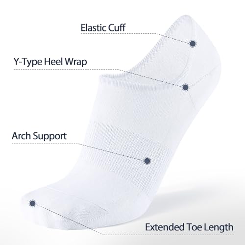SIXDAYSOX No Show Socks Men 6/8 Pack Cotton Ankle Socks Size 10-13/13-15 (6 White) - 13-15 Variation Included