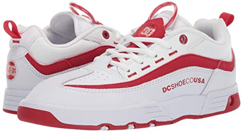 DC Women's Legacy 98 Slim Skate Shoe, White/White/True red, 5 M US