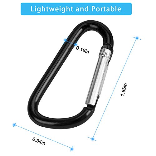 20-Piece Mini Aluminum D-Shape Carabiner Set with 10 Metal Key Rings