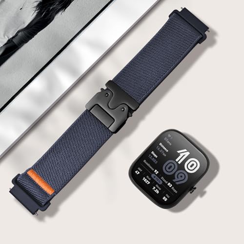 22mm Parachute Buckle Nylon Strap for Amazfit Bip 6/5 & GTR - Dark Blue