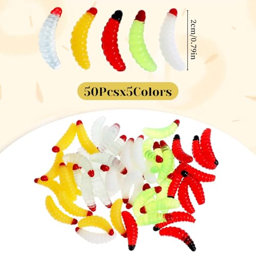 50 Pcs Soft Silicone Maggot Fishing Baits - Freshwater Lures