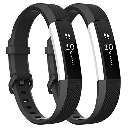 Soft TPU Sport Bands for Fitbit Alta & Alta HR - Black/Black - Large