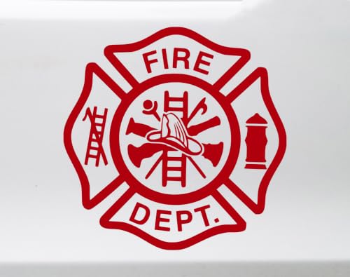 Fire Department Maltese Cross Vinyl Decal - 5x5 Inches, White