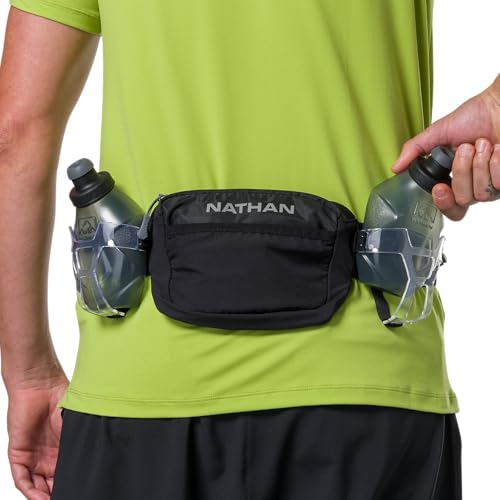 Running Belt Hydration Pack with Flasks & Storage Pockets - Black